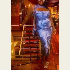 Elegant Metallic Dress with Cutout Detail